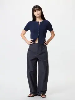 タグ付 新品未使用 UNIQLO ジャージーバレルレッグパンツ XXL ネイビー