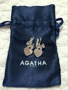アガタAGATHA ピアス　ラインストーンピアス　ハート　犬　ピンク