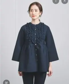 UNITED ARROWS ネイビー フリル ニット カーディガン セレモニー