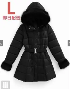 【新品】GRL ベルト付きファーAラインダウンコート　Mサイズ　[kd79]
