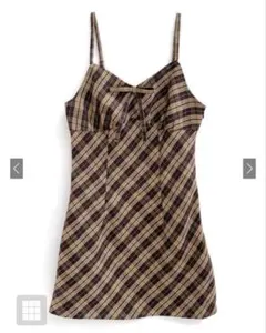 チェック柄リボンキャミミニワンピース