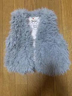 グレー ファーベビーベスト ノースリーブ