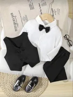 ベビー服 スーツ 3点セット 男の子 フォーマル 蝶ネクタイ ベスト