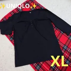 ✨UNIQLO ✨ブラック✨飾りボタン✨XL✨ 五分袖 ✨トップス