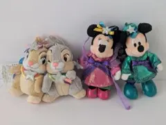 ディズニー 七夕 ぬいぐるみバッジ 4点 ミッキー ミニー とんすけ ミスバニー