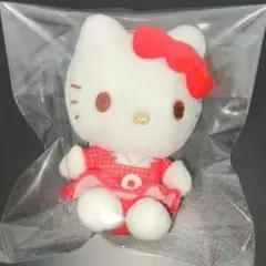 ハローキティ レトロワンピース ちょいデカマスコット サンリオ レッド 赤