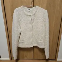UNIQLO アイボリー (薄ピンクっぽく見える)カーディガン Lサイズ