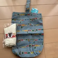 列車デザイン●手提げバッグ●靴下付き