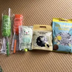 もこもこお掃除グローブ 伸縮自在ハンディーモップ　5点セット