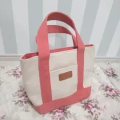 サマンサタバサ キャンバス トートバッグ クリーム ピンク