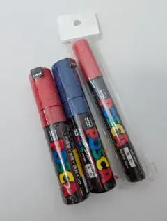 uni POSCA　ポスカ　太字 　中字　赤　青　3本セットのサムネイル