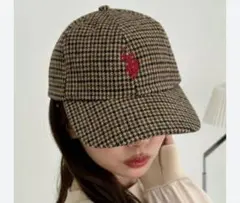 poloチェック柄キャップ