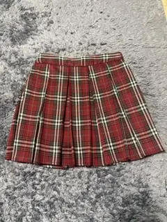 赤と黒のチェック プリーツミニスカート