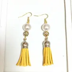 再販 イエロータッセルピアス イヤリング
