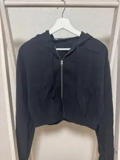 ZARA ブラック クロップドパーカー XS