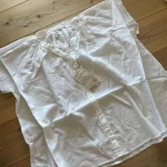 新品　無印良品　フレンチスリーブブラウス XS 白　オーガニックコットン