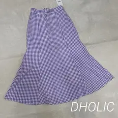 DHOLIC ディーホリック ギンガムチェック マーメイドスカート パープルのサムネイル