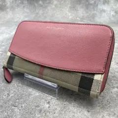 【微美品】BURBERRY バーバリー 長財布 ノヴァチェック ピンク レザー