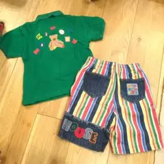 ミキハウス　ポロシャツ　パンツ　レトロ　セット　くま