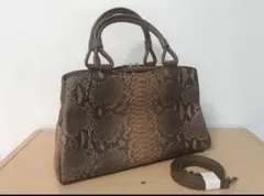 MALOCK.M 本革ショルダーハンドバック　パイソンブラウン