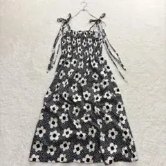 A.ming/XL/花柄/キャミソールワンピース/シャーリング/ギャザーフレア