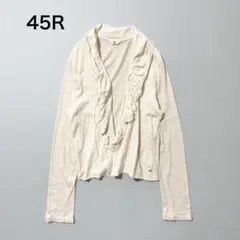 45R フリルカーディガン ガーゼ×天竺 異素材 ブラック 2 - メルカリ