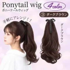 ポニーテール ウィッグ エクステ クリップ式 ライトブラウン ロング 35cm
