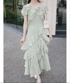 dazzlin バリエフルイドワンピース グリーン