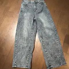 ダメージ加工 ワイドレッグデニム L