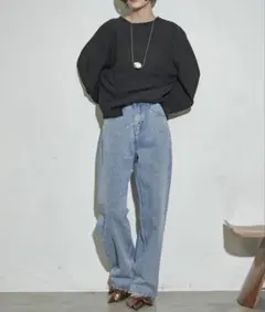 THEYOn ラインストーンデニムパンツ ライトブルー Sサイズ