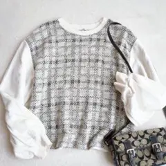 ザラ ZARA◇ツイード トレーナー スウェット チェック カジュアル M