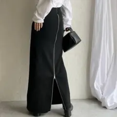 最終値下げ　前後2WAY ハイウエストニタイトロングフロントジップスカートのサムネイル