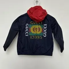 GUCCI ネイビー ロゴ アウター ナイロン ウィンドブレーカー 12-18m