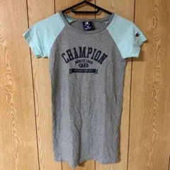 Champion 半袖ワンピース グレー×ライトブルー 130cm