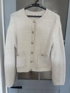 GU アイボリー ニットカーディガン L