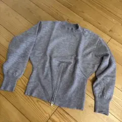 KHARIS グレー ジッパー付き長袖ニット