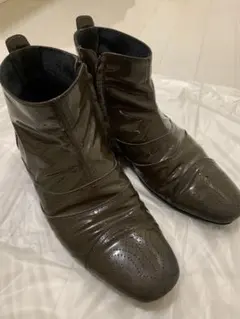 Bottega Veneta エナメル ショートブーツ オリーブ モード 袋付きのサムネイル