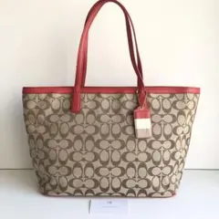 極美品 COACH コーチ トートバッグ シグネチャー レザー キャンバス