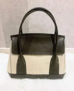 ★美品★ZARA ダークブラウン キャンバスハンドバッグ 2way