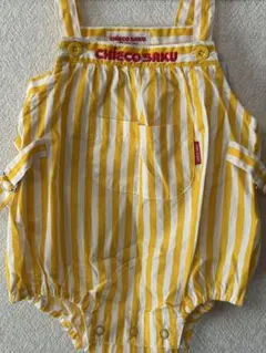 チエコサク オーバーオール　サロペット　ストライプ　ロゴ刺繍