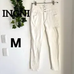 訳あり【イング】ハイウエストストレッチデニムスキニーパンツ ホワイト Mサイズ