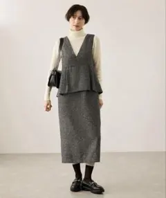 ロペピクニックROPE' PICNIC レイヤード風ペプラムジャンパースカートS