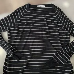 ZARA 黒・白ストライプ 長袖ニットZARAシアーニット
