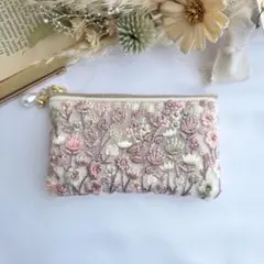 1点のみ【 12cm 】ポーチ ピンク インド刺繍リボン