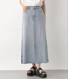 レプシィムLEPSIM ライトブルー サイドフリンジ デニムスカート M
