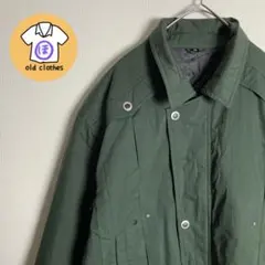 レトロシルエット　ブルゾン　ダークグリーン　オリーブ　シンプル　ジップ　古着