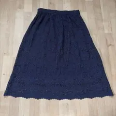 UNIQLO ネイビー レースタイトスカート M