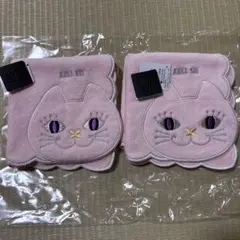 ANNA SUI タオルハンカチ 猫刺繍 2枚セット