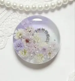 435可憐な♡レジンヘアゴム オーロラパープル ビジューリング