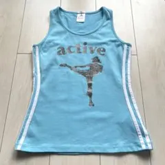 Y2K 00s adidas active ラメプリント タンクトップ 3ライン